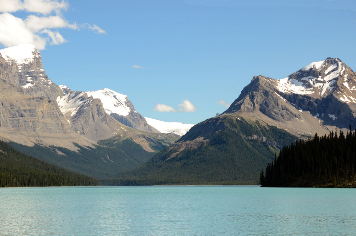 21 Mount Warren, Valad Peak, Mount Henry MacLeod, Coronet Glacier, Mount Mary Vaux From Spirit Island In Maligne Lake Near Jasper